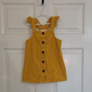 btween Mustard Yellow Corduroy Button-Front Pinafore Dress